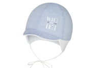 Broel Dark czapka wiązana niemowlęca dla chłopca na lato niebieska
