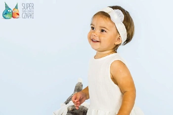 Pupill Alba opaska dla dziewczynki koronka na chrzest ecru