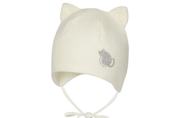 BROEL Alessia czapka niemowlęca dla dziewczynki uszka kotek ecru