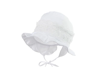 Jamiks LINDA kapelusz na lato wiązany dla dziewczynki biały