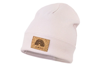 Jamiks BABI czapka dla dzieci na wiosnę prążkowana pudrowy róż