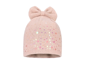 Broel AMI czapka dla dziewczynki kokarda pudrowy róż