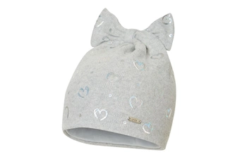 Broel UMELIA czapka dla dziewczynki kokardka jasny szary