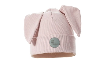Pupill CLAP czapka dla dzieci prążek uszka pudrowy róż