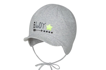 BROEL Basic 200 czapka niemowlęca wiązana z daszkiem szara