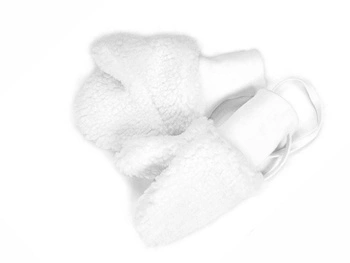 Jamiks FRODE rękawiczki futerkowe na sznureczki białe