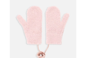 Rękawiczki BABY futerkowe jednopalczaste brudny róż S 15cm
