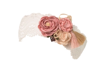 Jamiks LUNA koronkowa opaska dla dziewczynki brudny róż