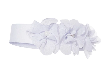 BROEL Elana opaska dla dziewczynki tiulowe kwiatki chrzest biała