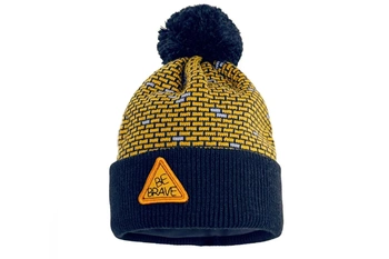 Pupill PETRO czapka dla chłopca z pomponem granat-miodowy