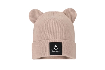 BROEL WANESSA czapka prążkowana z uszkami beżowa
