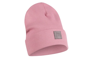 MIS GATOS czapka dla dziewczynki prążkowana pudrowy róż 2w1