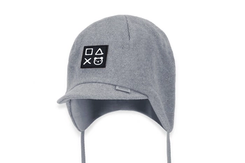 BROEL IZYDOR czapka pilotka wiązana dla chłopca ciemny szary