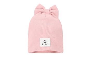 BROEL WIOLA czapka prążkowana z kokardą różowa