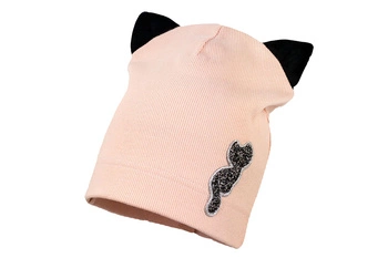 Jamiks WAIMEA czapka prążkowana dla dziewczynki kotek morelowa