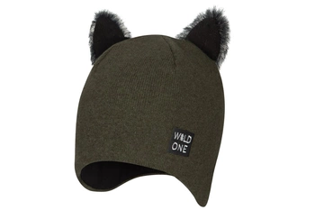 BROEL Mariano czapka dla chłopca na zimę uszka khaki