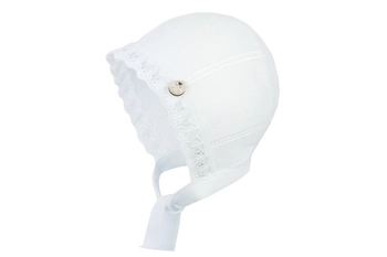 Jamiks Florka bonetka dla dziewczynki bambus chrzest biała