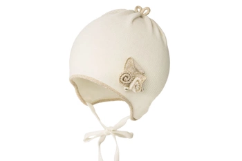 Jamiks Dagmara czapka na wiosnę dla dziewczynki ecru chrzest