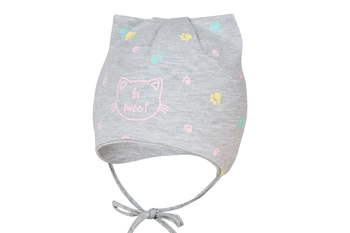 BROEL Noelia czapka wiązana dla dziewczynki kotek szara