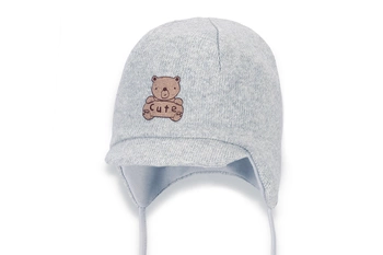 BROEL KORDIAN czapka pilotka wiązana dla chłopca jasny szary