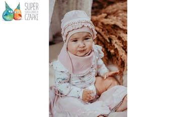 Jamiks LIDWINA czapka dla dziewczynki koronka brudny róż