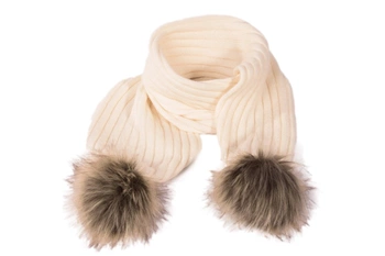 Jamiks ASIULA szal szalik z dwoma pomponami ecru