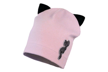 Jamiks WAIMEA czapka prążkowana dla dziewczynki kotek pudrowy róż