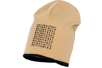 Jamiks FLOR czapka bawełniana na wiosnę dla chłopca beżowa