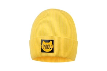 Broel BOJA czapka dla dziewczynki prążkowana kotek żółta