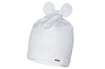 BROEL Sonica czapka dla dziewczynki wiskoza kokarda biała