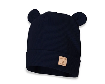 BROEL FABRIZIO czapka prążkowana z uszkami granat