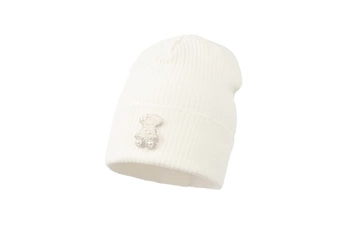 Jamiks MAEVE czapka dla dziewczynki miś ecru