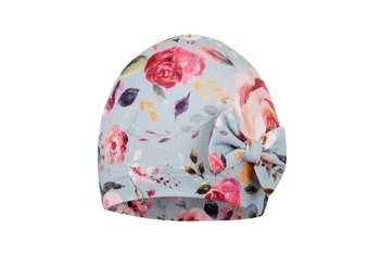 Broel ARIA czapka na wiosnę kwiaty organic niebieska