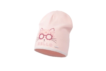 Jamiks EMIRE czapka kwiat dla dziewczynki kotek jasny róż