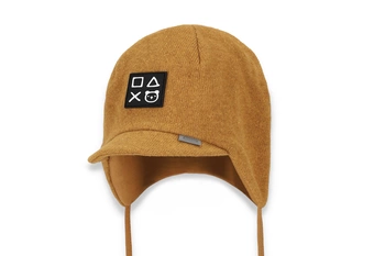 BROEL IZYDOR czapka pilotka wiązana dla chłopca ciemny miodowy