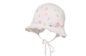 Jamiks FLORA kapelusz dla dziewczynki na lato wiązany biały