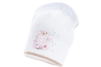 Jamiks Zula czapka dla dziewczynki dzianinowa róże biała