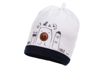 Jamiks SPEJSON czapka dzianinowa dla chłopca biały-granat