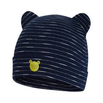 Broel Bento czapka bawełniana dla chłopca na wiosnę uszka granatowa
