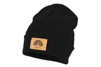 Jamiks BABI czapka dla dzieci na wiosnę prążkowana czarna