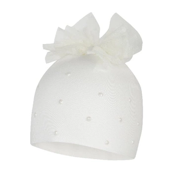 Broel Beatriz czapka z tiulową kokardą wiskoza ecru