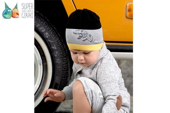 JAMIKS Fagio czapka dla chłopca dzianinowa na wiosnę pasy żółta