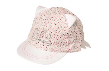 Jamiks FIONA czapka z z uszkami kotek kwiatki biała