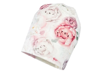 Jamiks AJA czapka dla dziewczynki bambus różowa piwonie