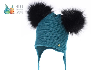 Jamiks BALISSIMA czapka z dwoma pomponami szmaragdowa