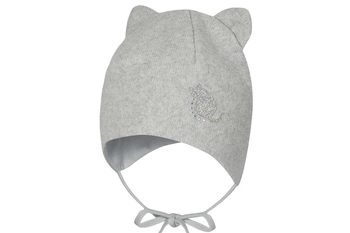 BROEL Alessia czapka niemowlęca dla dziewczynki uszka kotek jasny szary