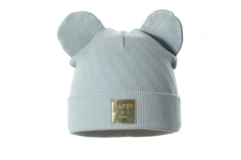 Pupill VINNY czapka dla dzieci prążek uszka szara