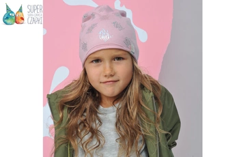 Broel Renata czapka dzianinowa dla dziewczynki wiskoza różowa