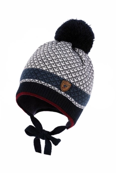 JAMIKS Olek czapka wiązana z pomponem dla chłopca granat