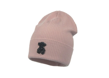 Jamiks MAEVE czapka dla dziewczynki miś brudny róż